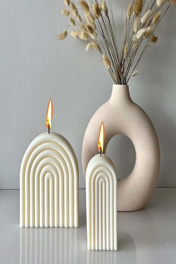 handmade candles in offwhite colors